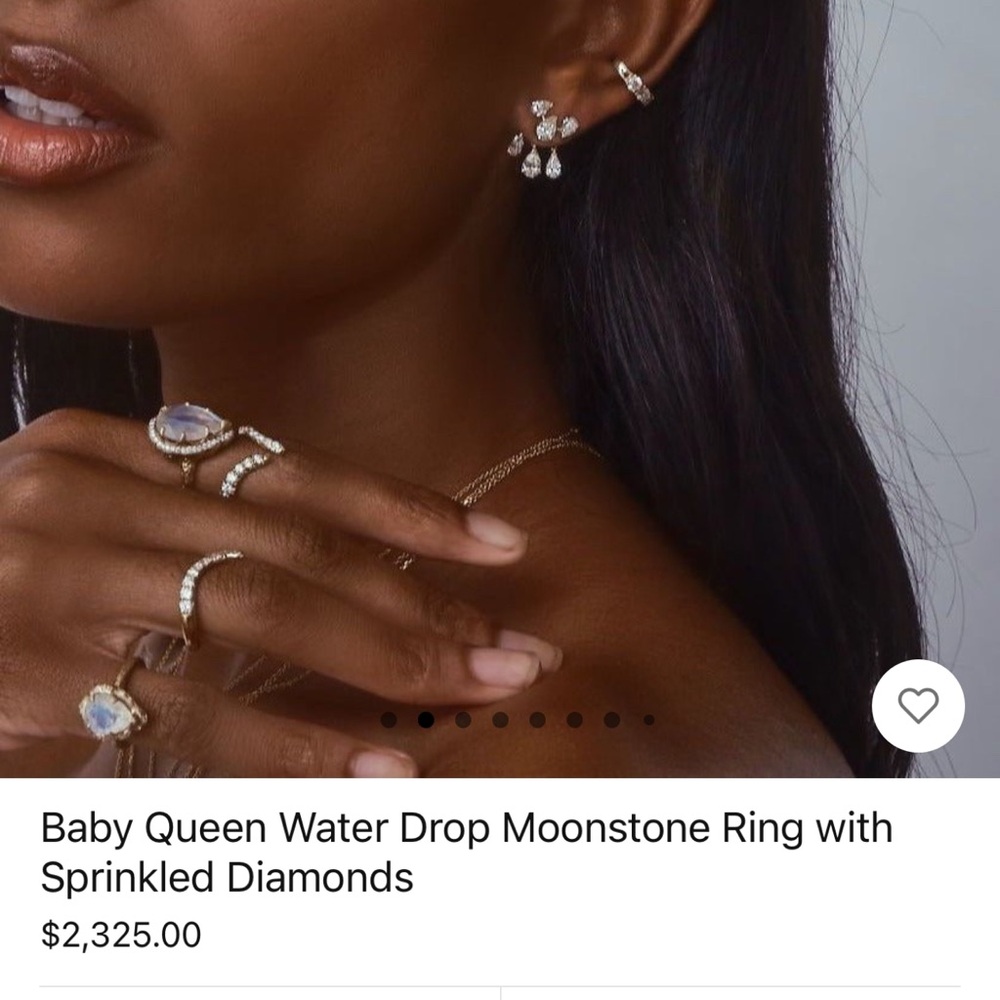 Baby Queen Waterdrop Moonstone Ring with Sprinkled Diamonds